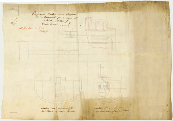 Boiler and Engines plan for a Launch for service at Nova Scotia