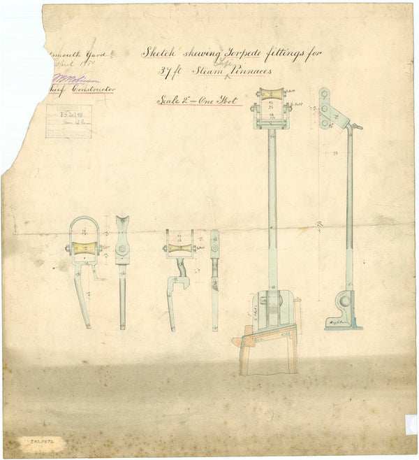 Plan showing Torpedo fittings for 37ft Steam Pinnaces