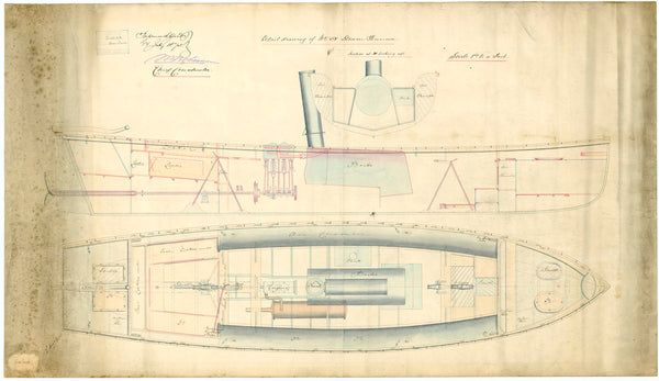 Profile plan for 38ft Steam Pinnace, No. 58