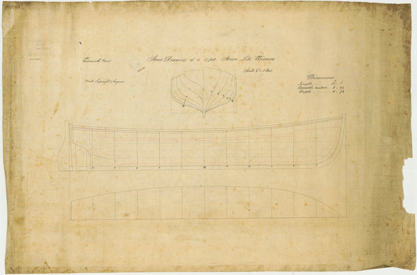 Lines plan for a 37ft Steam Life Pinnace