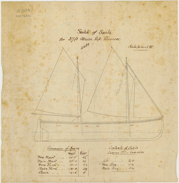 Sail plan for a 37ft Steam Pinnace