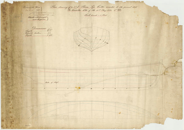 Lines plan for a 28ft Steam Cutter