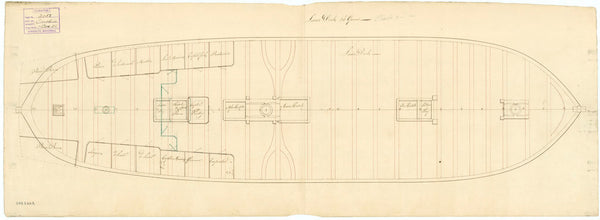 Lower deck plan for HMS 'Caroline' (1795)