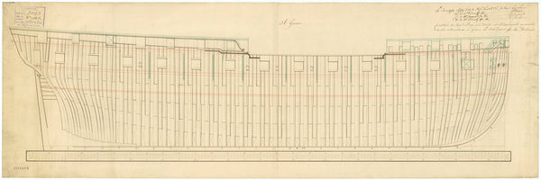 Frame plan for HMS 'Dryad' (1795), Doris (1795), 'Caroline' (1795), 'Phoebe' (1795) and 'Fortunee' (1800)