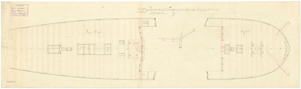 Quarter deck & forecastle plan for HMS 'Doris' (1795), 36 guns