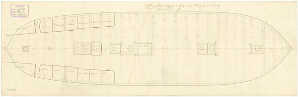 Lower deck plan for HMS 'Doris' (1795)