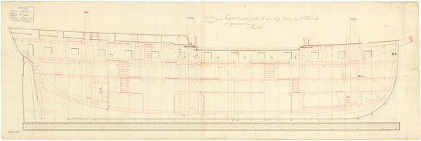 Inboard profile plan for HMS 'Doris' (1795)