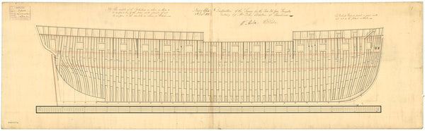 Frame plan for HMS 'Granicus' (1813), 36 gun Frigate