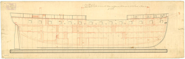 Inboard profile plan for HMS 'Granicus' (1813)