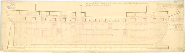 Inboard profile plan for HMS 'Eurotas' (1813)