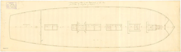 Upper deck plan for HMS 'Eurotas' (1813)