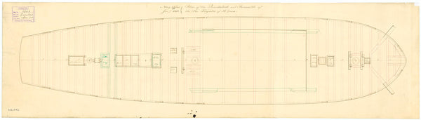 Quarter deck & forecastle plan for HMS 'Eurotas' (1813)