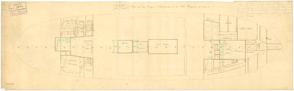 Orlop deck plan for HMS 'Eurotas' (1813)