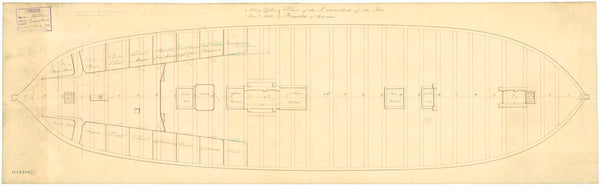 Lower deck plan for HMS 'Eurotas' (1813)