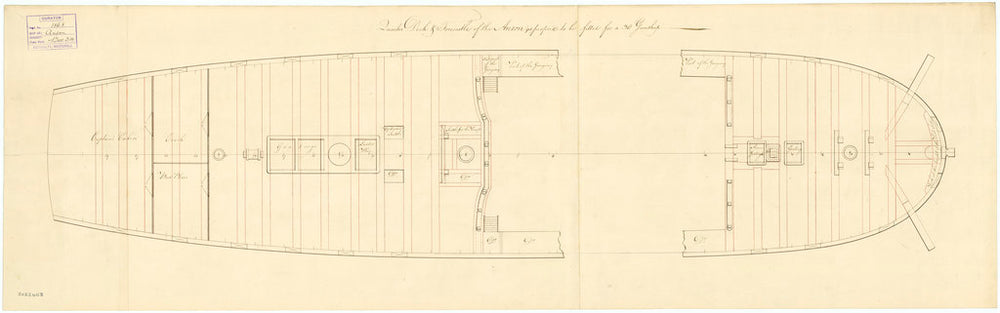 Deck, quarter & forecastle plan for 'Anson' (1781)