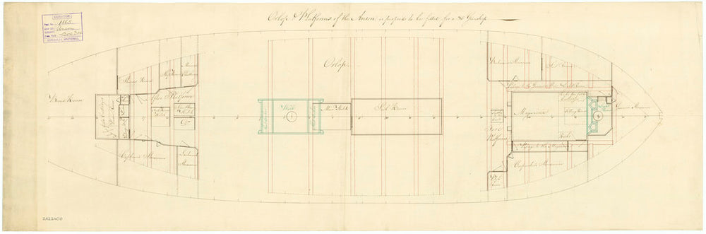 Deck, orlop plan for 'Anson' (1781)