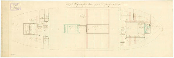 Deck, orlop plan for 'Anson' (1781)