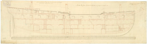 Inboard profile plan of 'Anson' (1781)