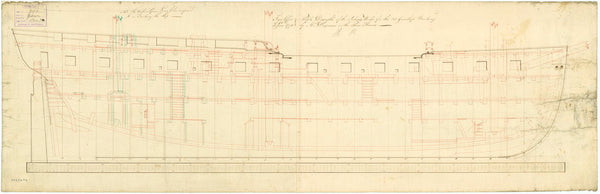 Inboard profile plan for HMS 'Jason' (1794)