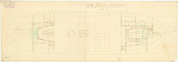 Orlop deck plan for HMS 'Jason' (1794)