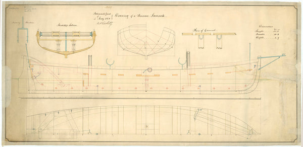 Lines & profile plan for a 42ft Pinnace Launch