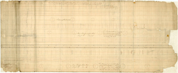 Elevations, sections and cross sections for a made bowsprit for 1st Rates, a made main mast for 74-gun ships, 1778