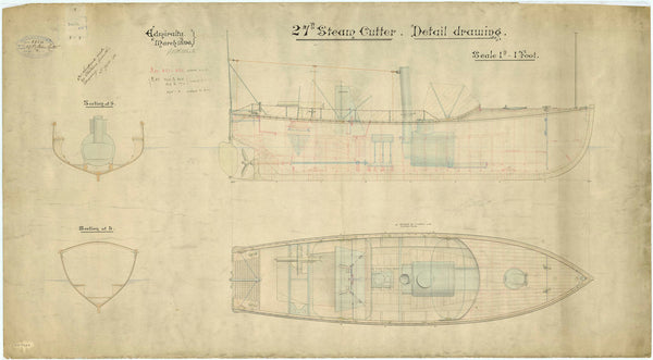 Lines & profile plan of a 27ft Steam Cutter