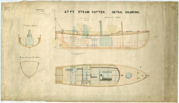 Lines & profile plan for a 27ft Steam Cutter