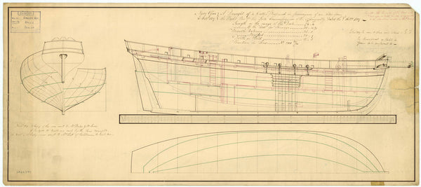 Lines & profile plan for HMS 'Racer' (1810)