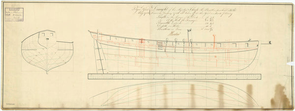 Lines & profile plan for HMS 'Bustler' (1780)