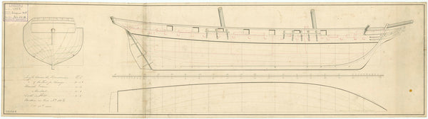 Lines plan for 90ft Schooner