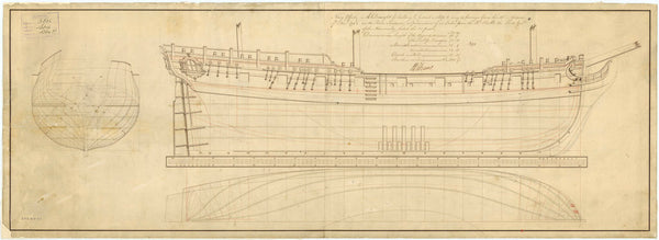 Lines plan for HMS 'Spy' (1776)