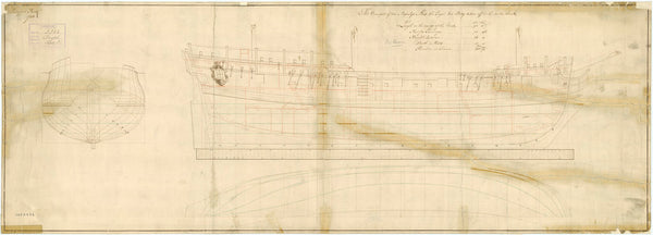 Lines & profile plan for HMS 'Tryall' (1744)