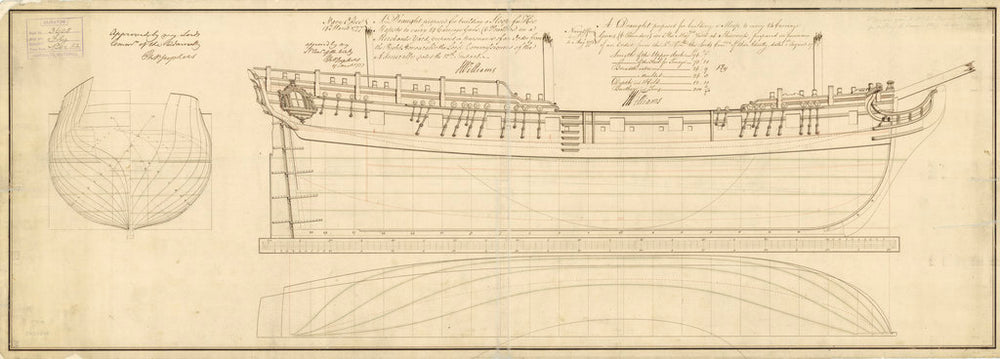 Lines plan made in 1777 of 'Fly' (1776)