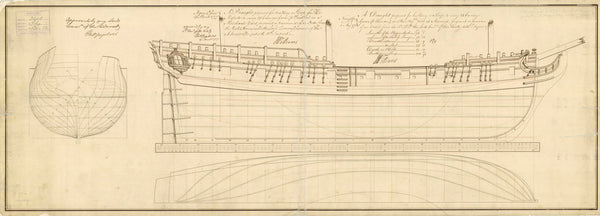 Lines plan for 'Fly' (1776)
