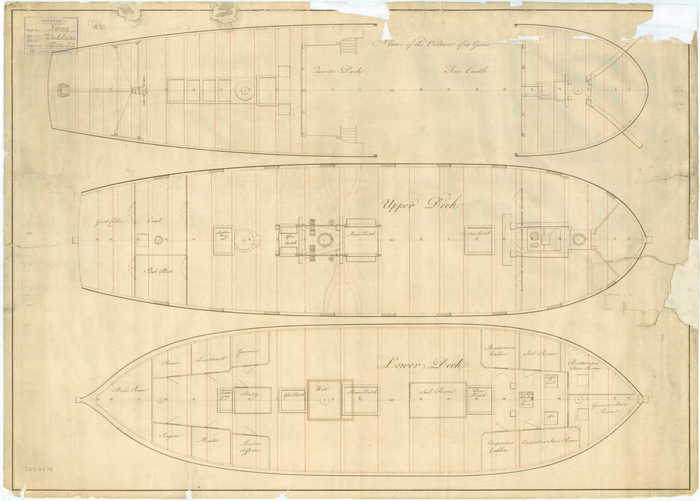 Deck plan of the Vulture (1776)