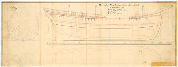 Lines & profile plan for HMS 'Adventure' (1771)