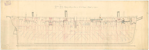 Inboard profile plan of Raleigh (1845)