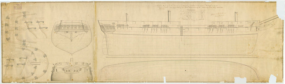 Lines plan for Raleigh (1846)