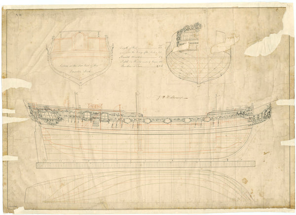 Unnamed 81ft three-masted Yacht (no date) for the Duchess of Kingston