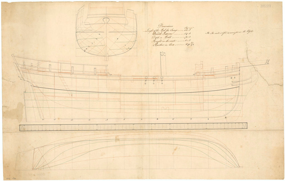 Sloop Dimensions Unnamed 57ft single-masted Sloop (no date)
