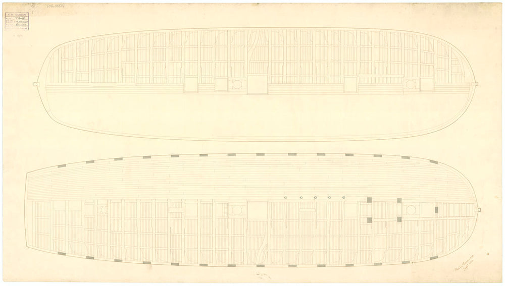 Plan of main and lower decks of 'Farquharson' (1820)