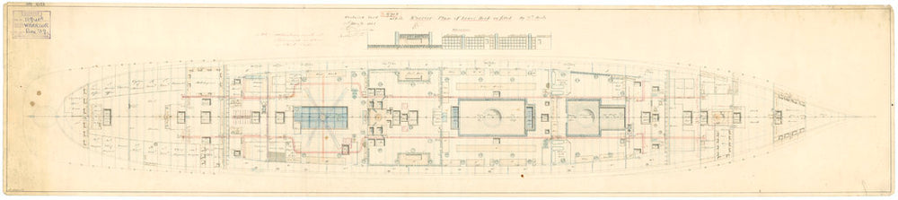 Admiralty plan showing the lower deck of the broadside ironclad 'Warrior' (1860)
