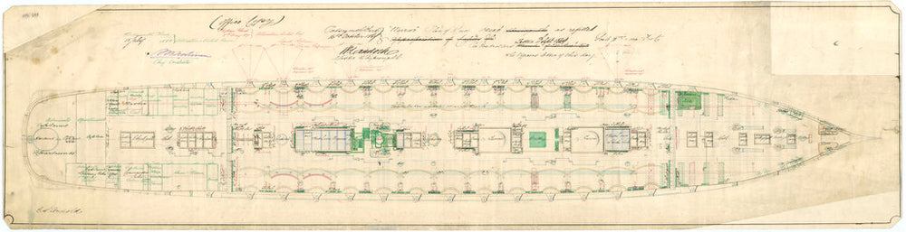 Admiralty plan showing the main deck of the broadside ironclad 'Warrior' (1860)
