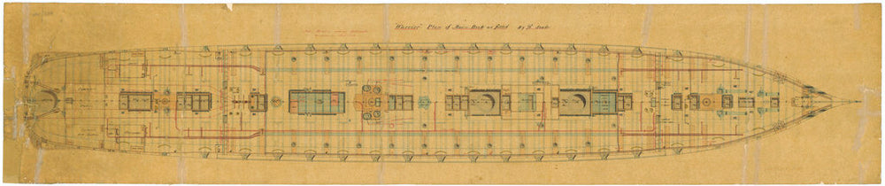 Admiralty plan showing the main deck of the broadside ironclad 'Warrior' (1860)