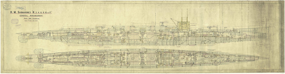 Plan of K class submarines HMS 'K3', 'K4', K8', 'K9', 'K10' and 'K17'