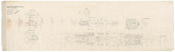 Ship plan of Royal Navy light cruiser HMS Belfast (C35) (1938)