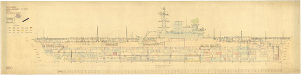 Inboard profile plan of HMS Victorious (1939), as rebuilt