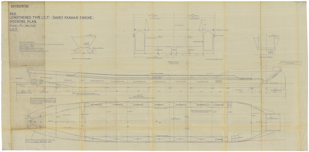 Docking plan of Thornycroft-built Landing Craft (Tank) 7035 in 1943