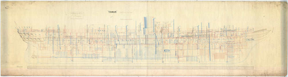 Profile plan for HMS 'Tamar' (1863)